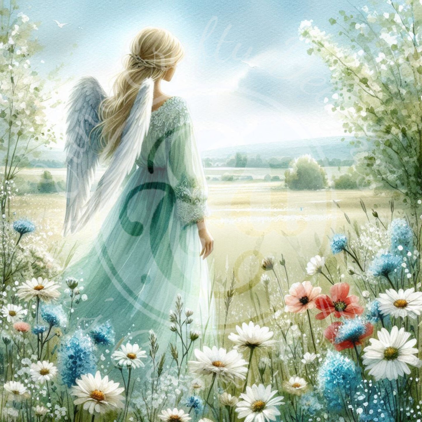 9 Sq Angel of Spring 8x8 Printable
