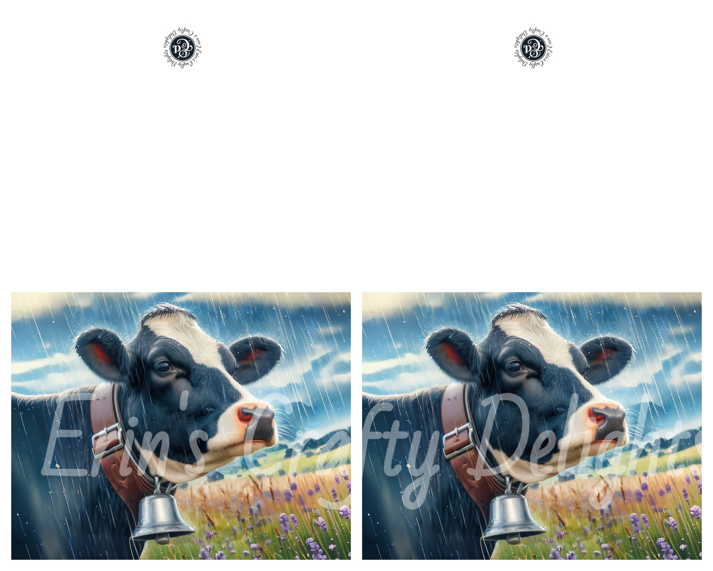 9 Fall Cow in Rain Card Set