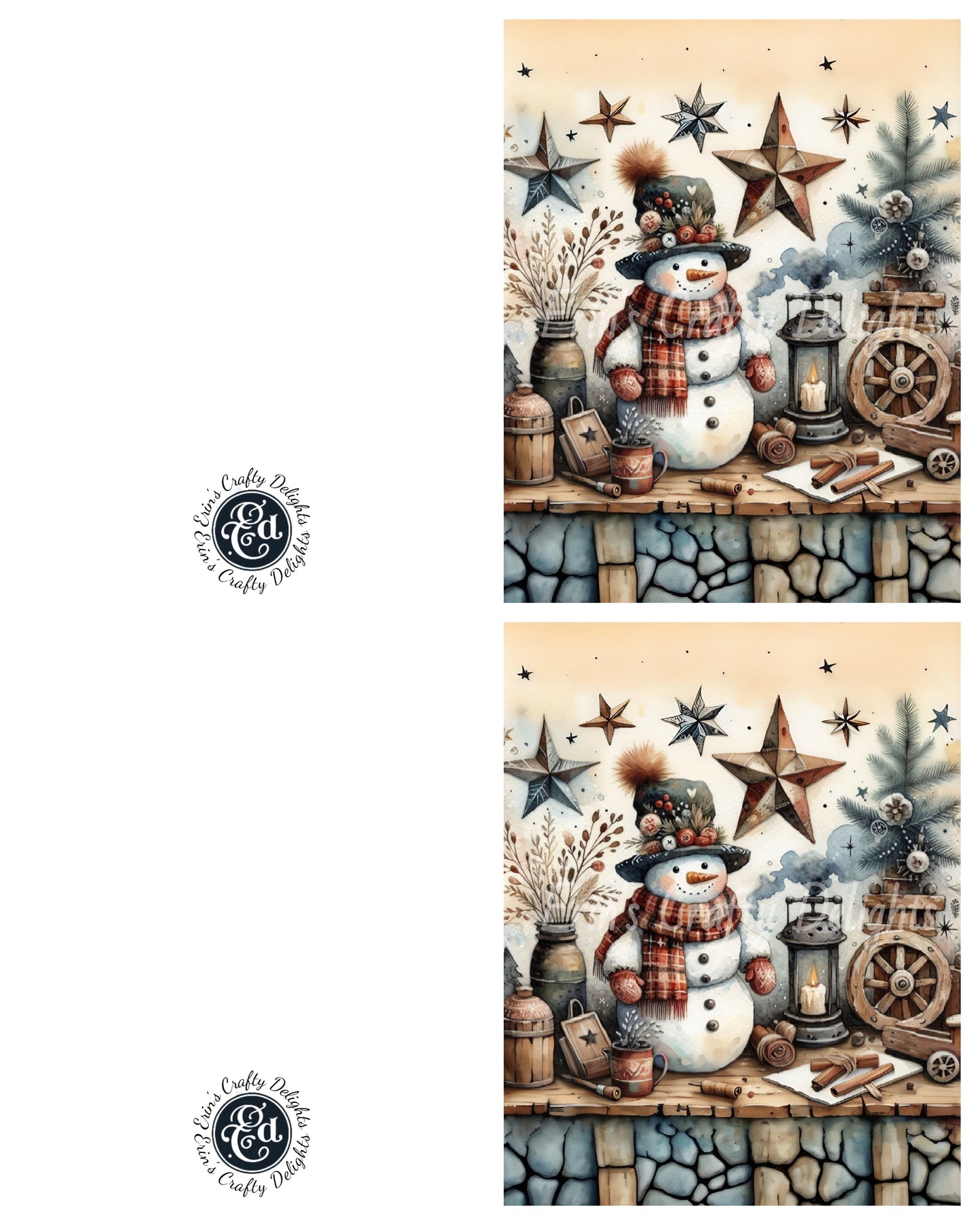 9 Rustic Snowman Christmas Card