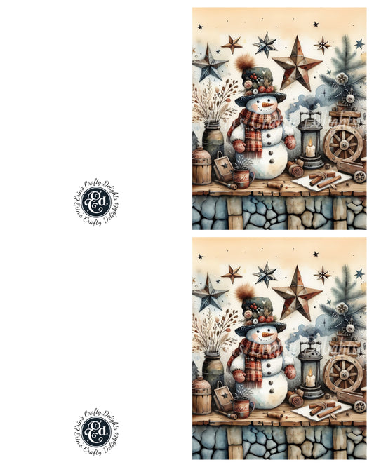 9 Rustic Snowman Christmas Card