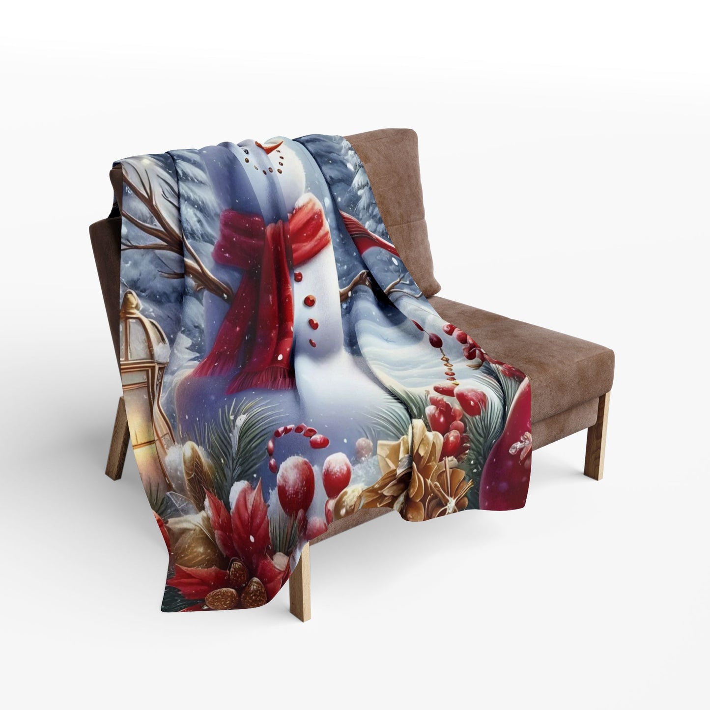 Fleece Blanket - Winter Wonder Snowman and Cardinal Christmas Decor