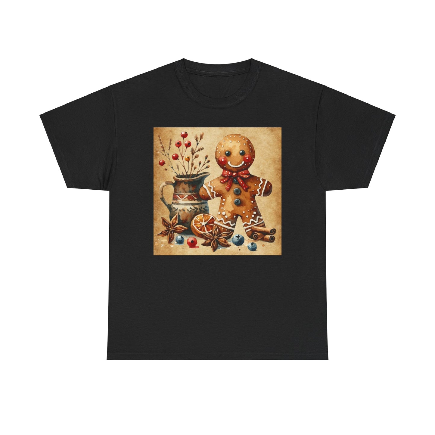 Rustic Gingerbread Man Unisex Heavy Cotton Tee