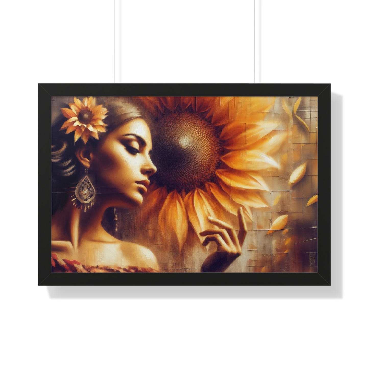 Poetic Sunflower Framed Horizontal Poster