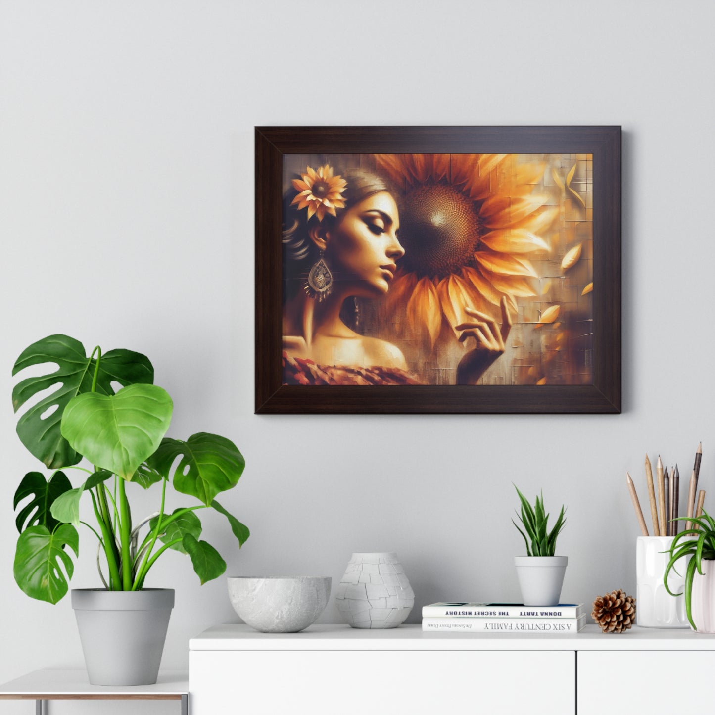 Poetic Sunflower Framed Horizontal Poster