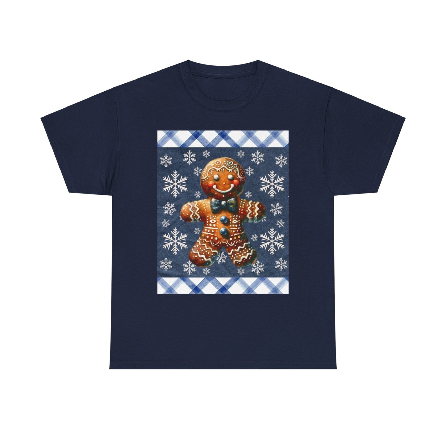 Snowy Gingerbread Man Unisex Heavy Cotton Tee
