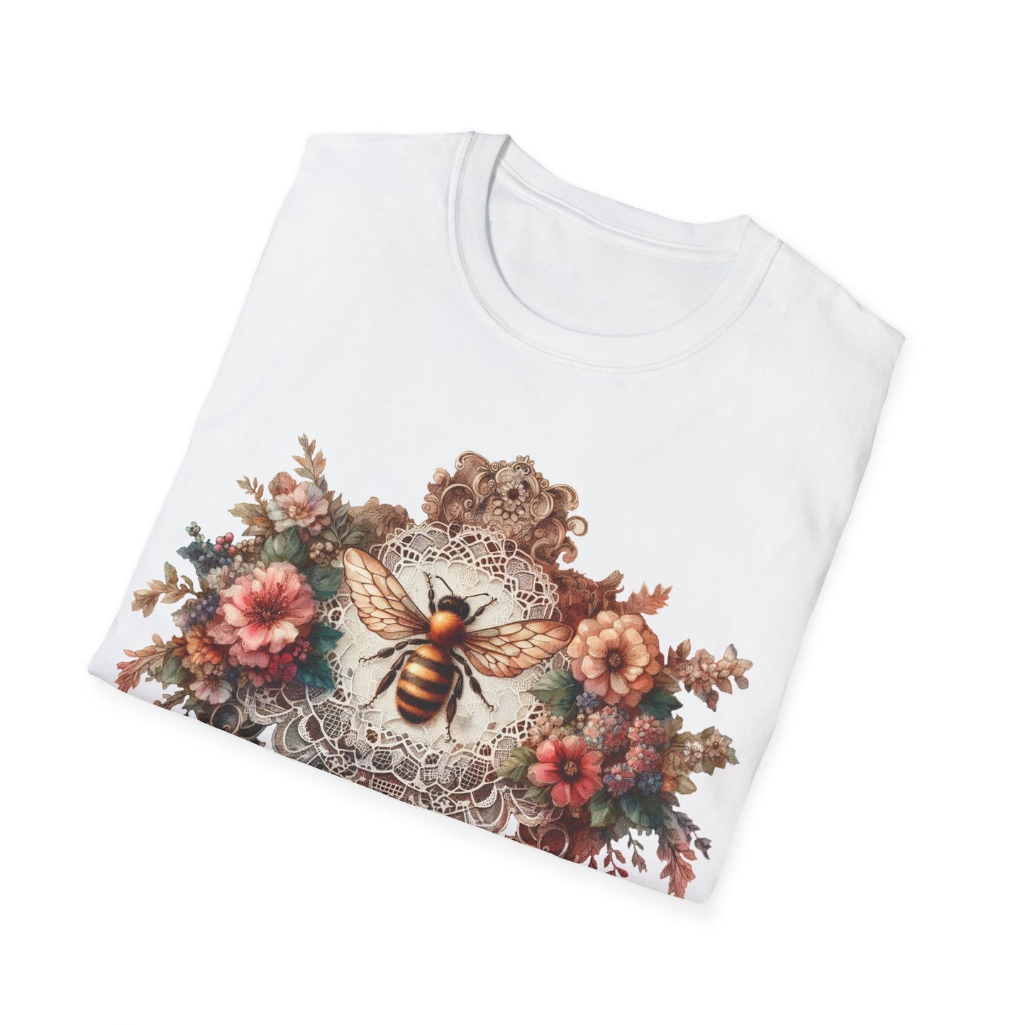 Vintage Inspired Tshirt, Women's Clothing, Lace Honey Bee Design, Gift for Her