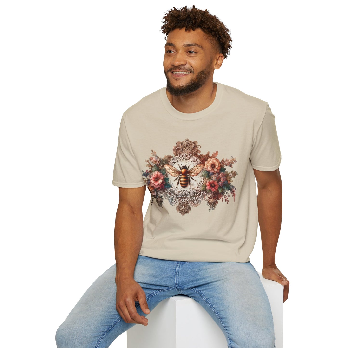 Vintage Inspired Tshirt, Women's Clothing, Lace Honey Bee Design, Gift for Her