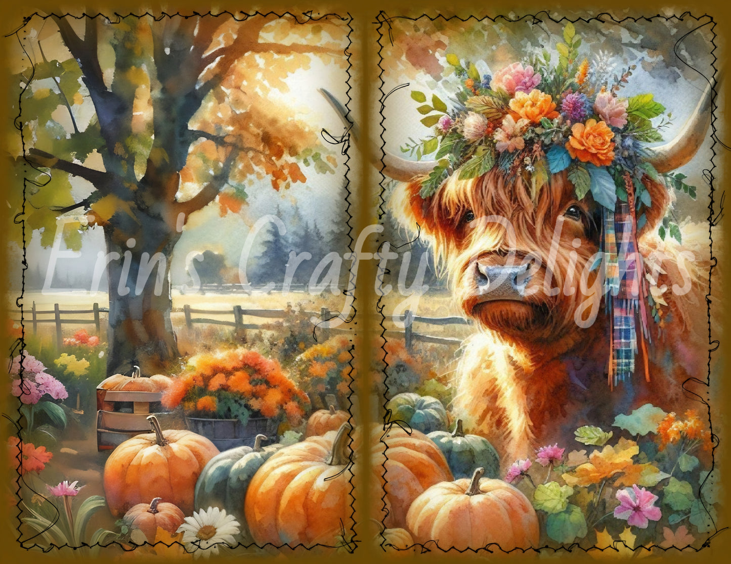 I Love Fall on the Farm Junk Journal Half Page Set