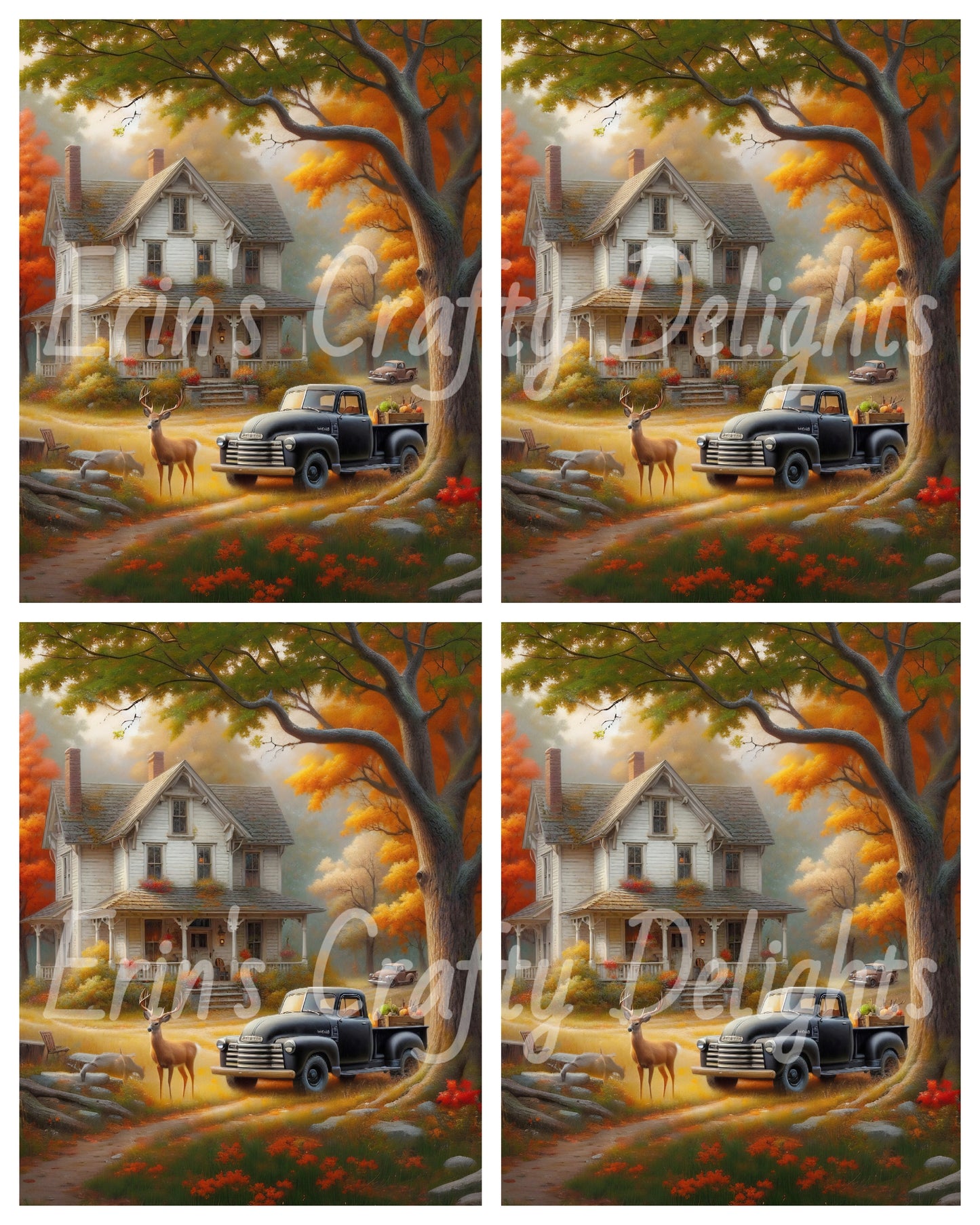 1 MS Autumn Black Truck and Farmhouse Mix Size Printable Set