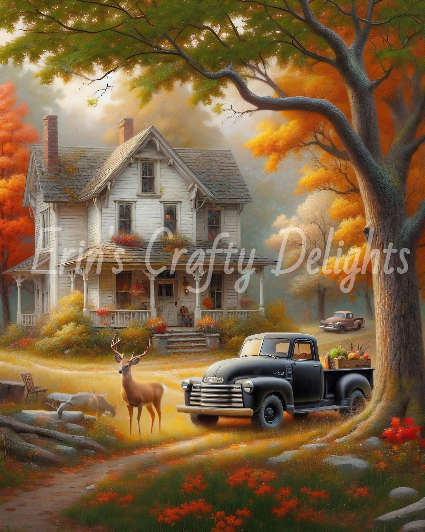 1 MS Autumn Black Truck and Farmhouse Mix Size Printable Set