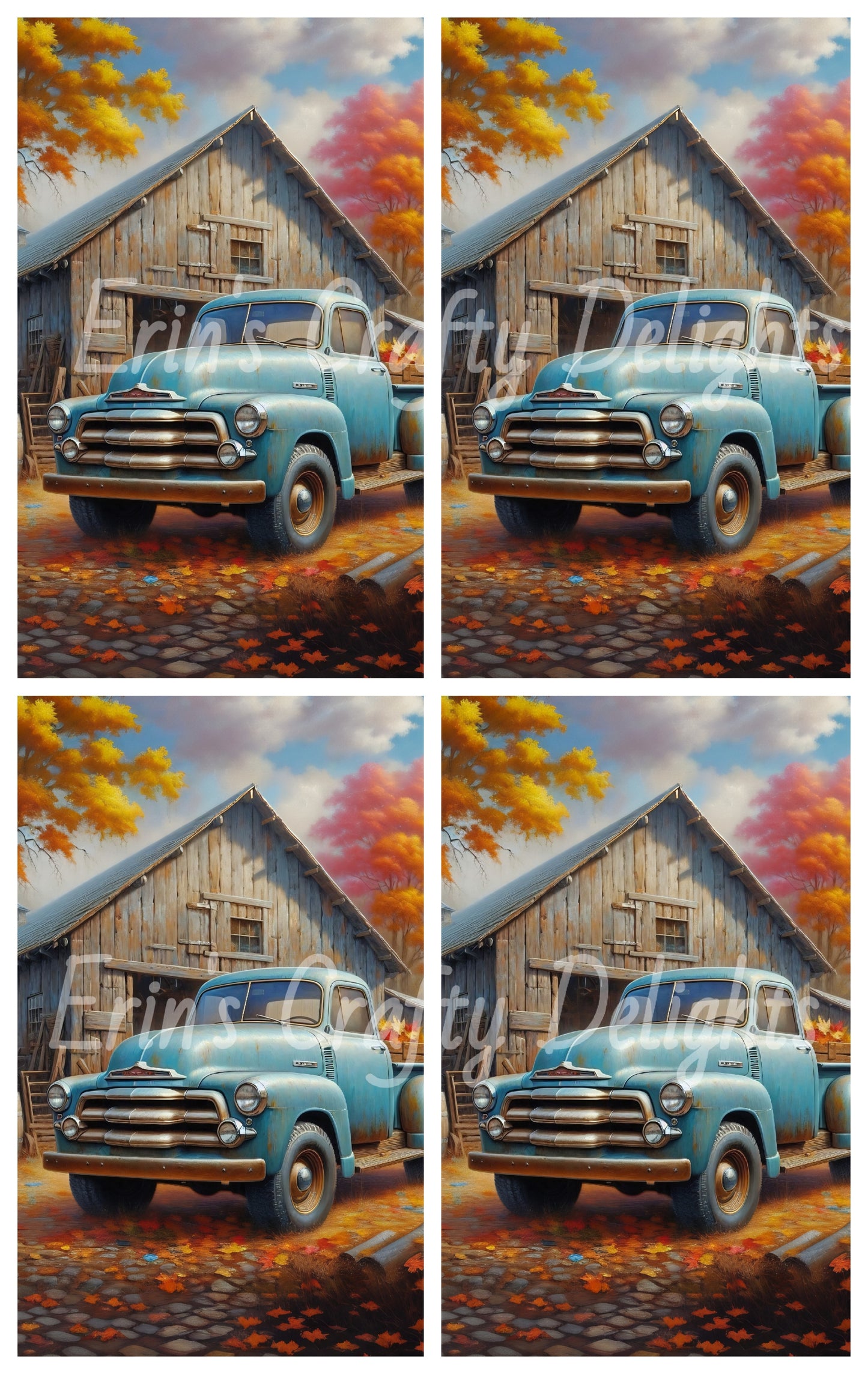 1 MS Autumn Blue Truck and Barn Mix Size Printable Set
