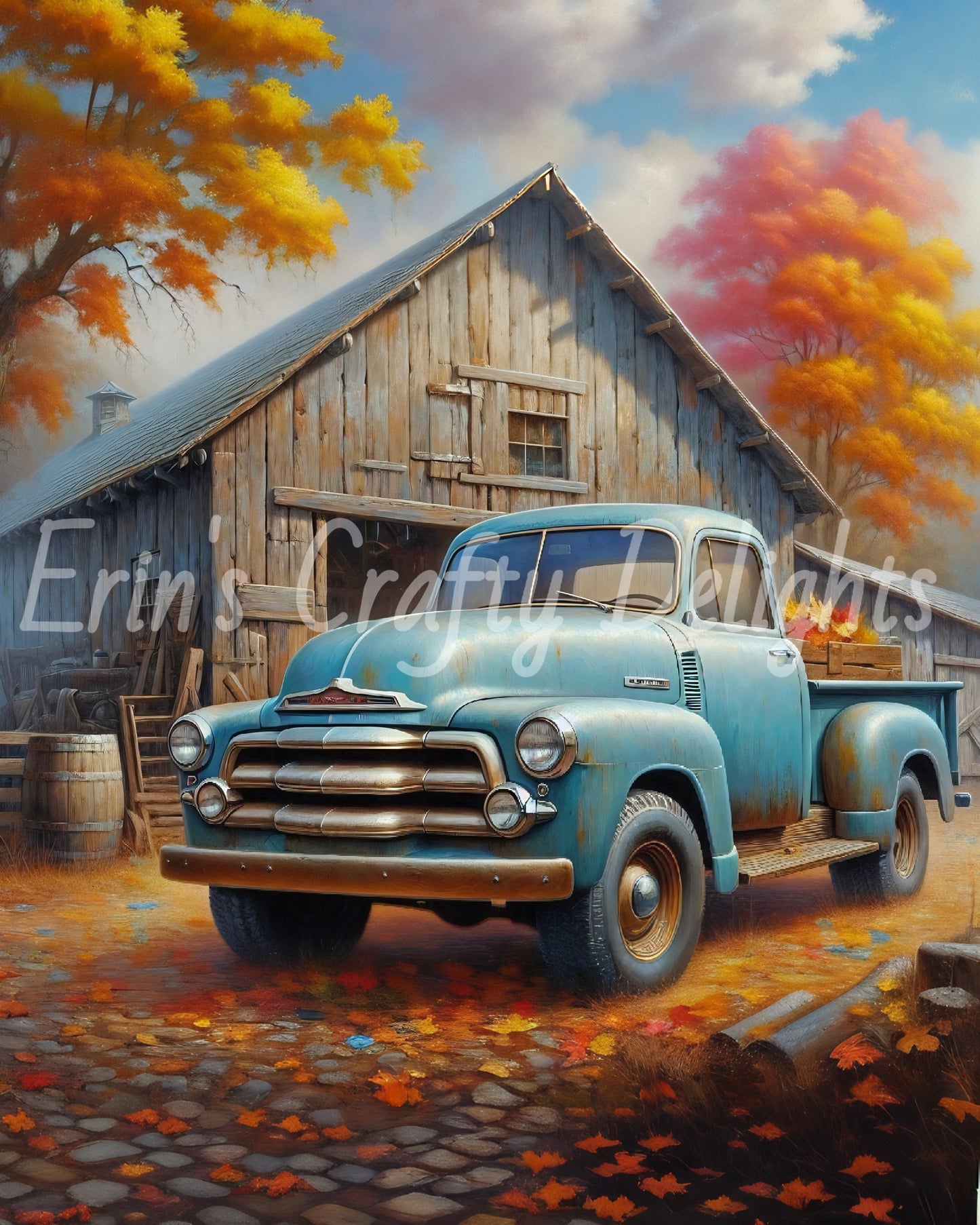 1 MS Autumn Blue Truck and Barn Mix Size Printable Set