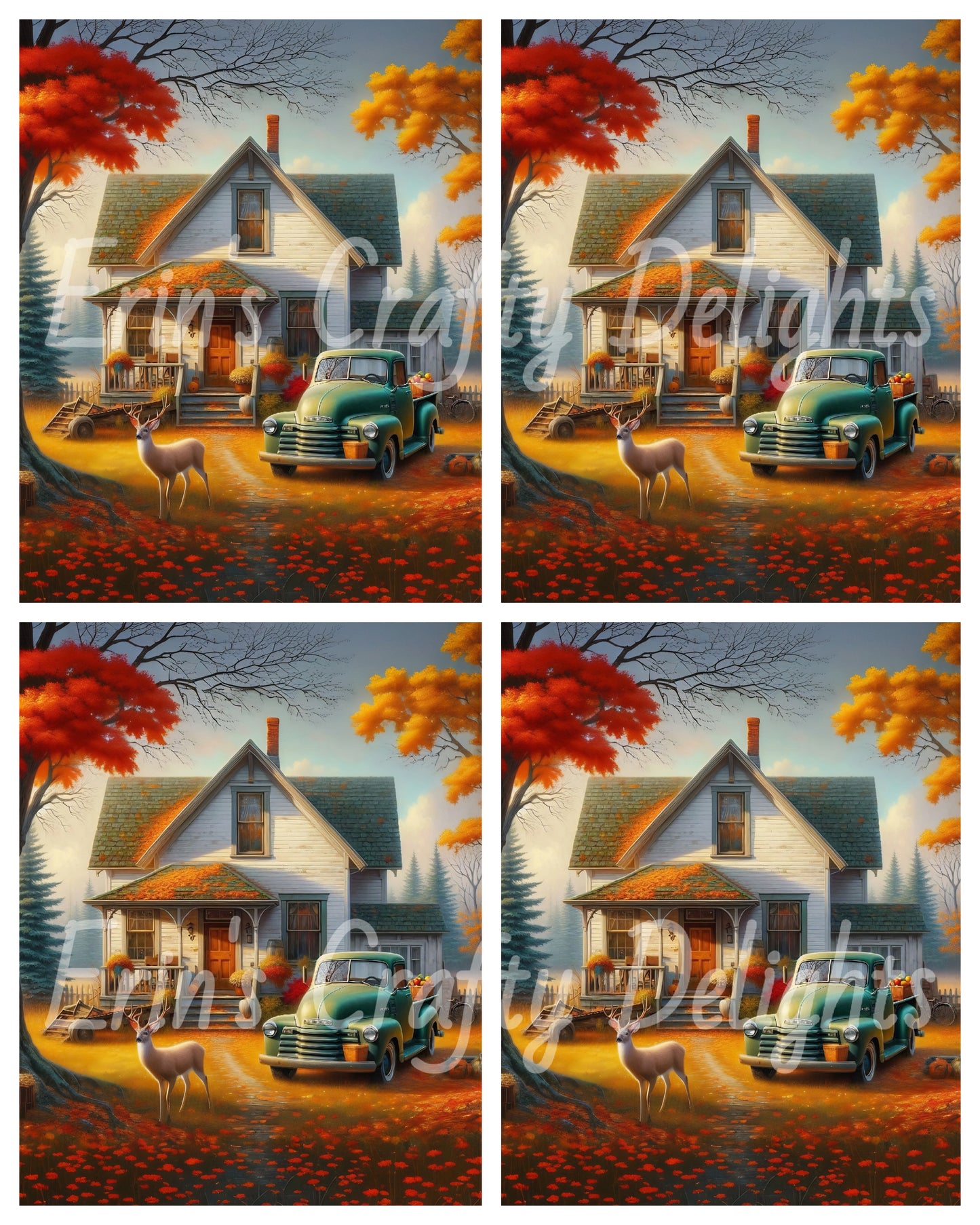 1 MS Autumn Green Truck and Farmhouse 8x10 Mix Size Printable Set