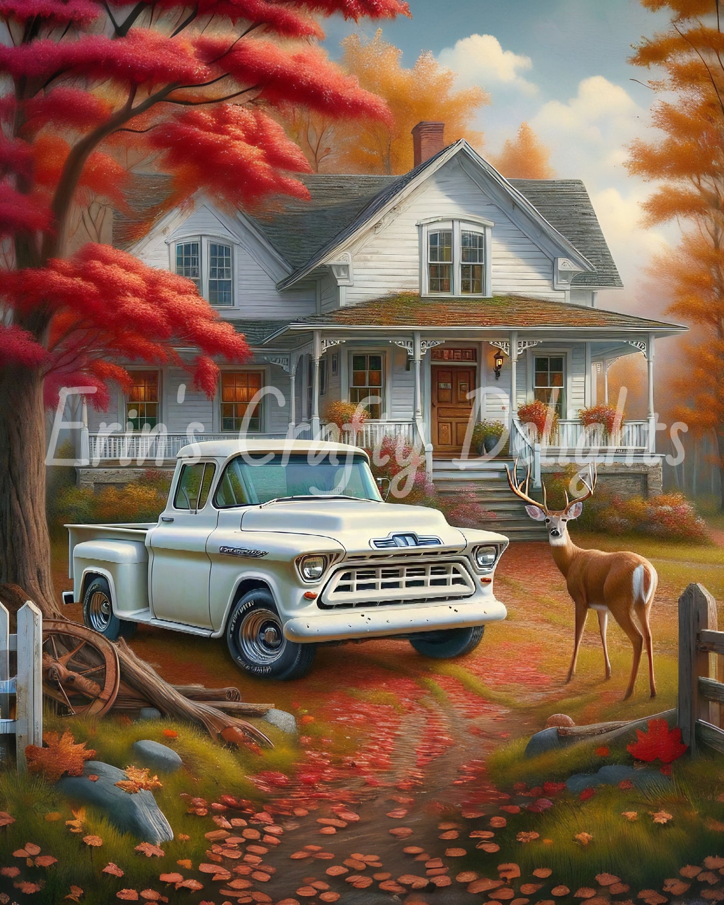 1 MS Autumn White Truck and Farmhouse 8x10 Mix Size Printable Set