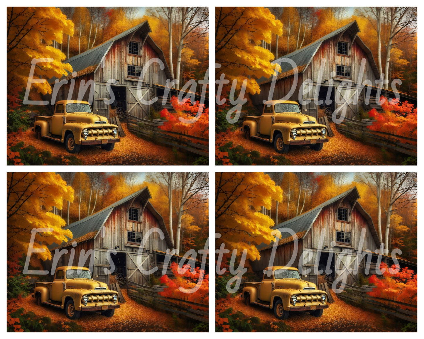 1 MS Autumn Yellow Truck and Barn Mix Size printable Set