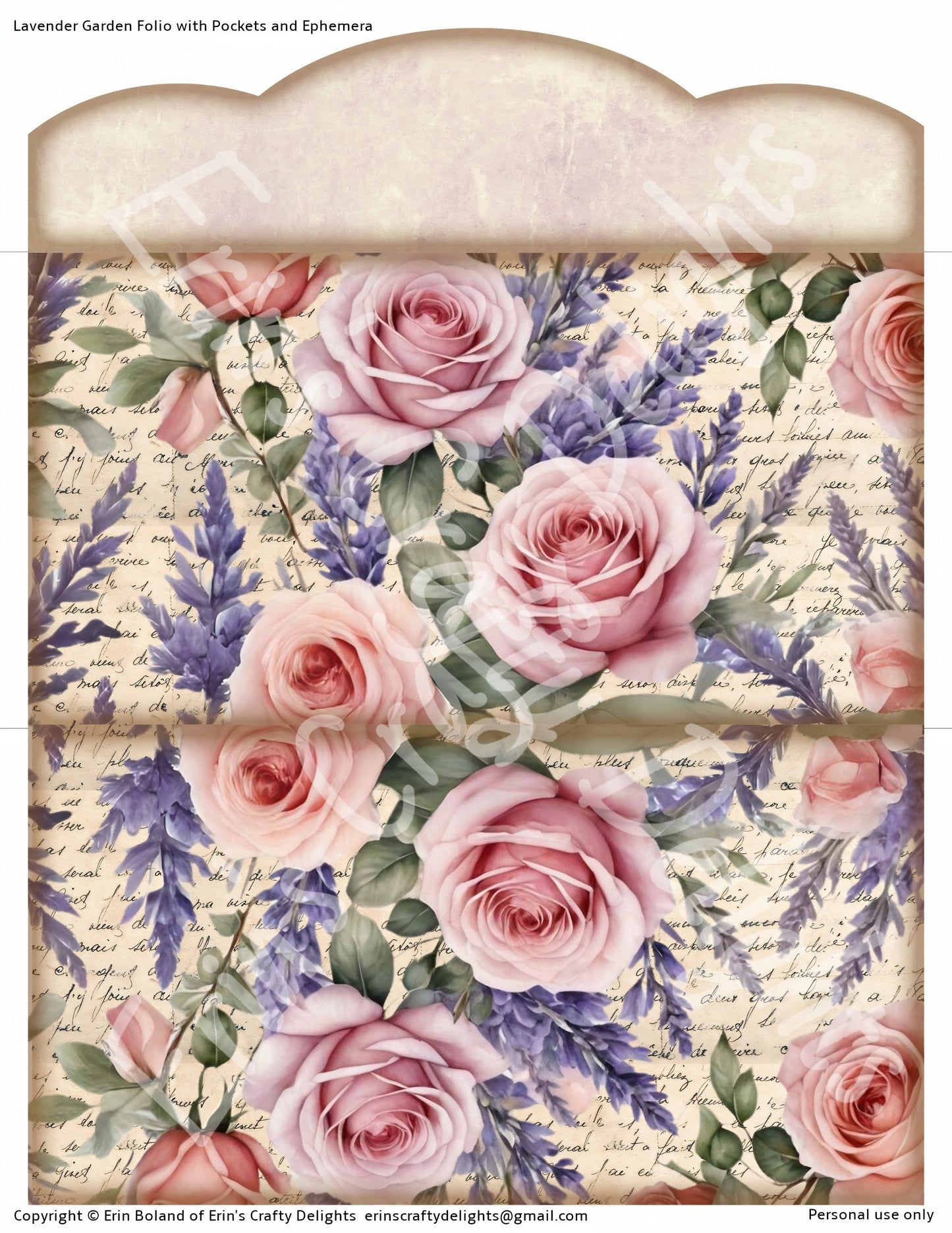 Lavender Garden Folio with Pockets and Ephemera