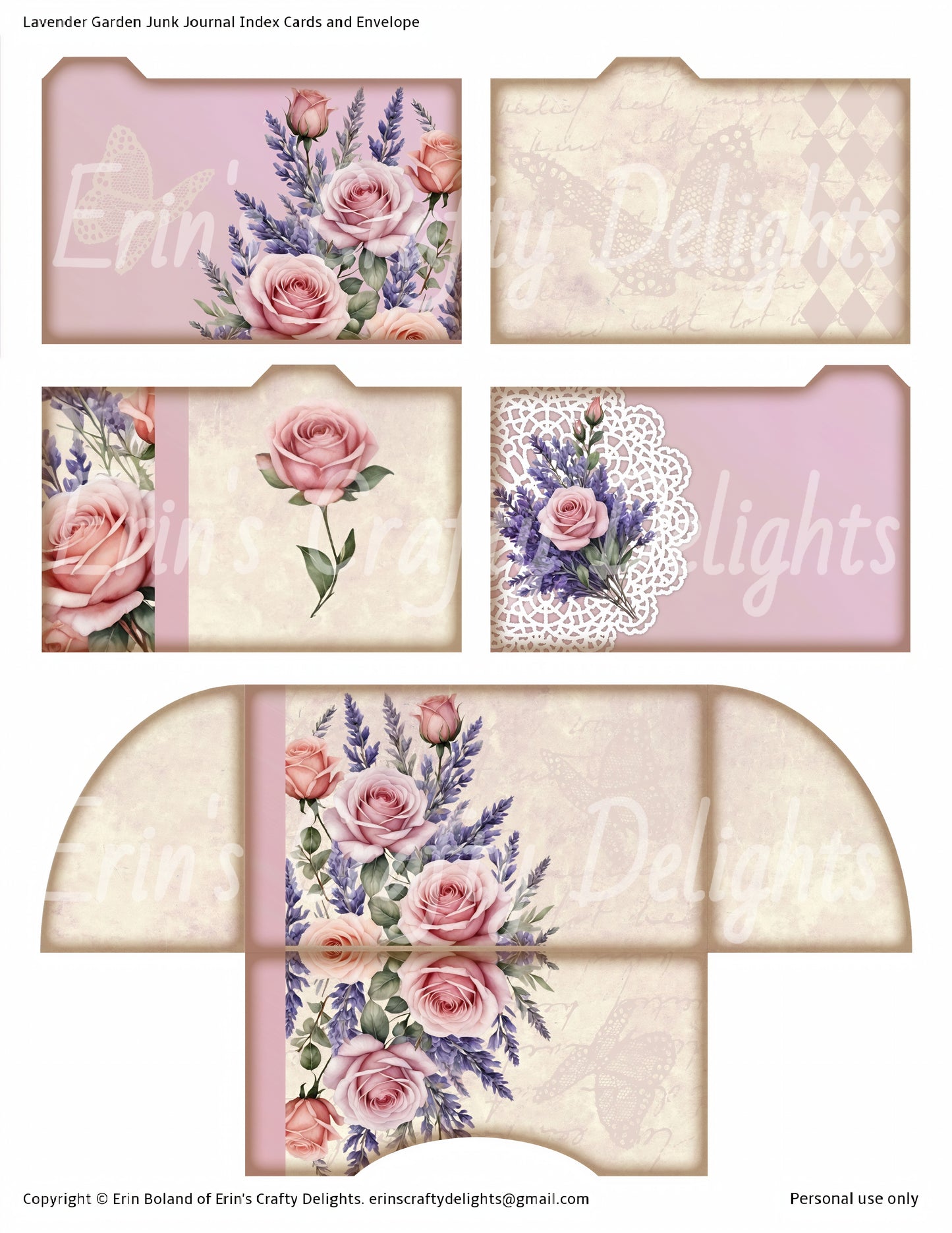 Lavender Garden Index Cards and Envelope