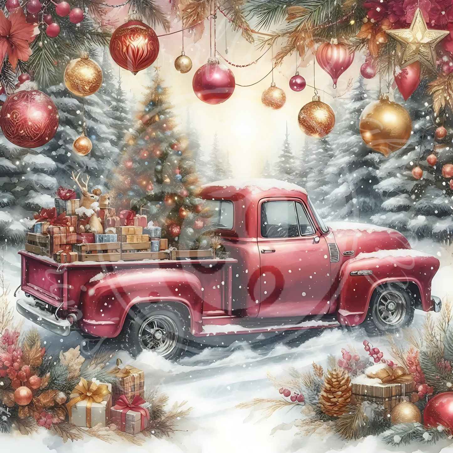 1 Red Christmas Truck