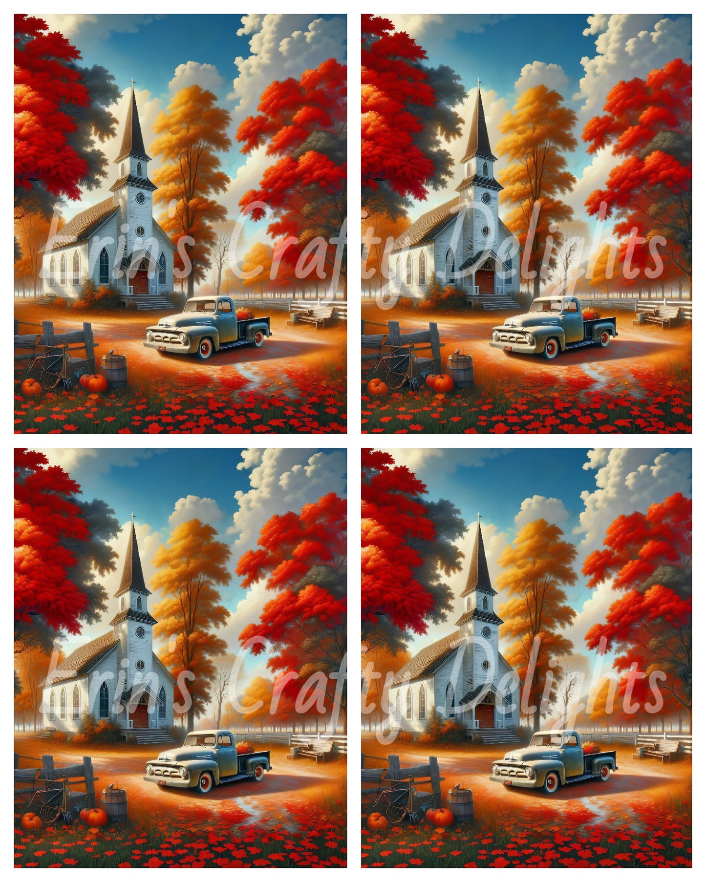 2 Autumn Black Truck and Church