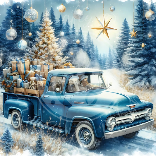 2 Blue Christmas Truck
