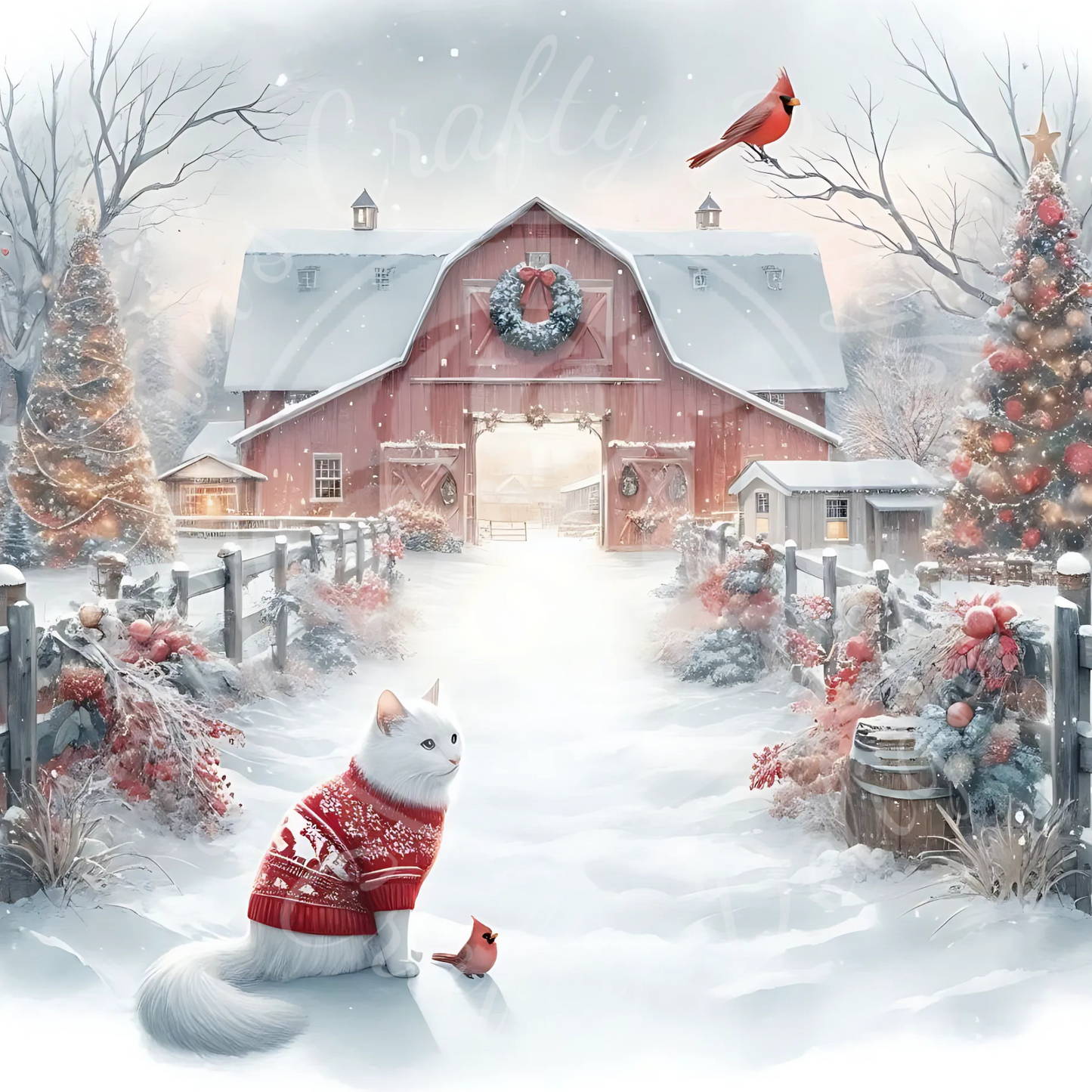 2 Christmas Cat and Barn