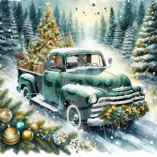 2 Green Christmas Truck