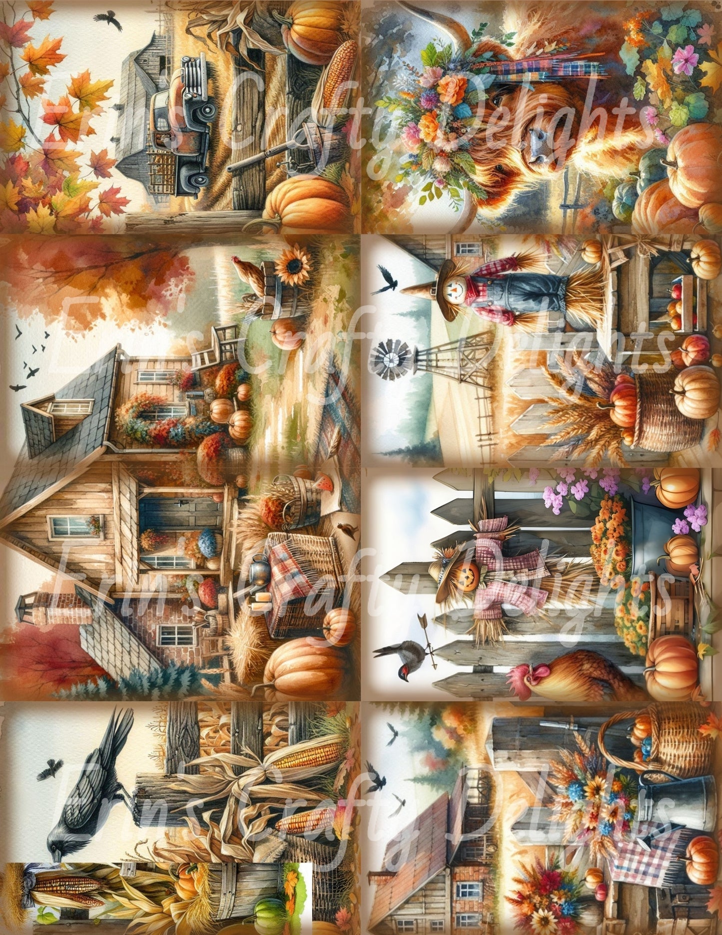 I Love Fall on the Farm 1-2 Page Mini Junk Journal & Embellishments