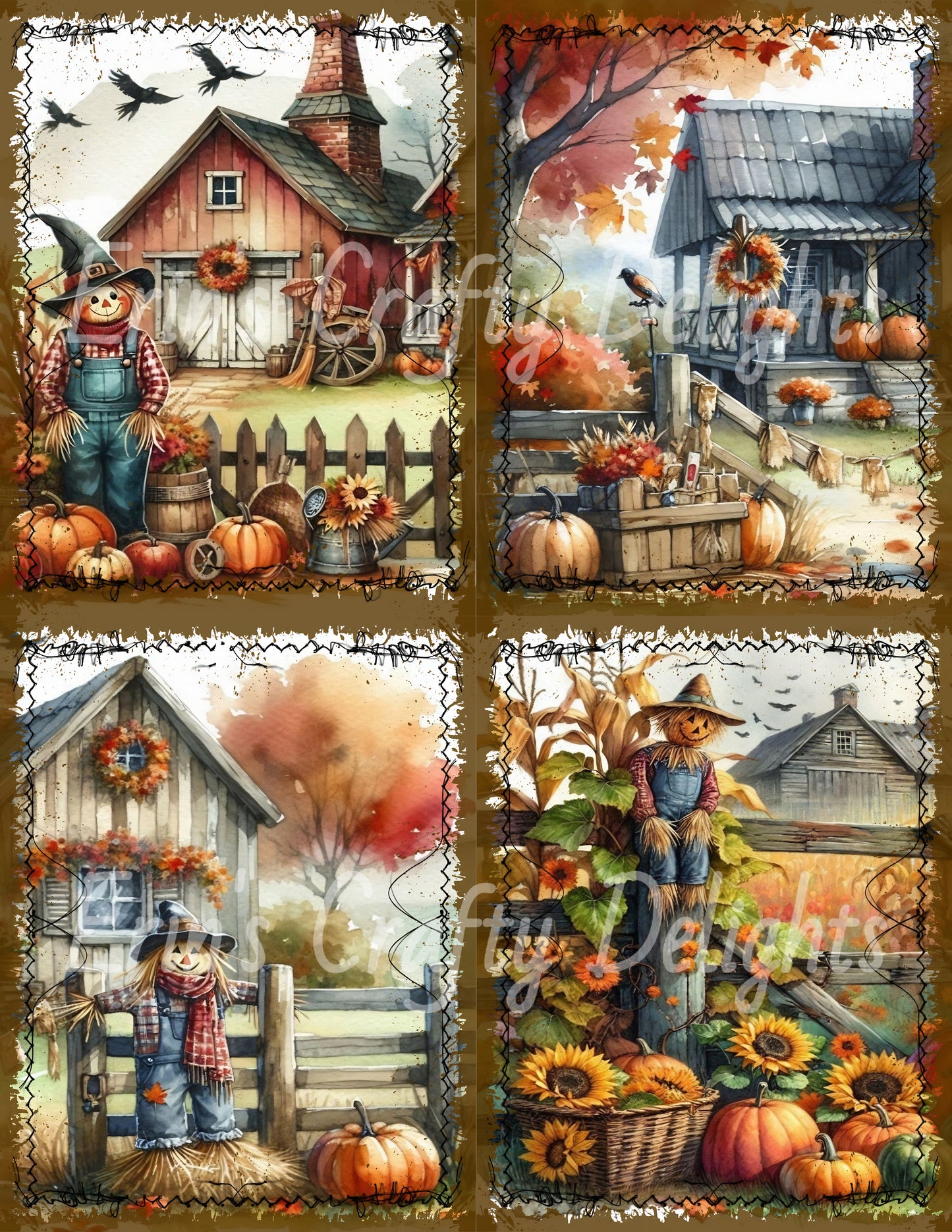I Love Fall on the Farm Junk Journal Quarter Page Set