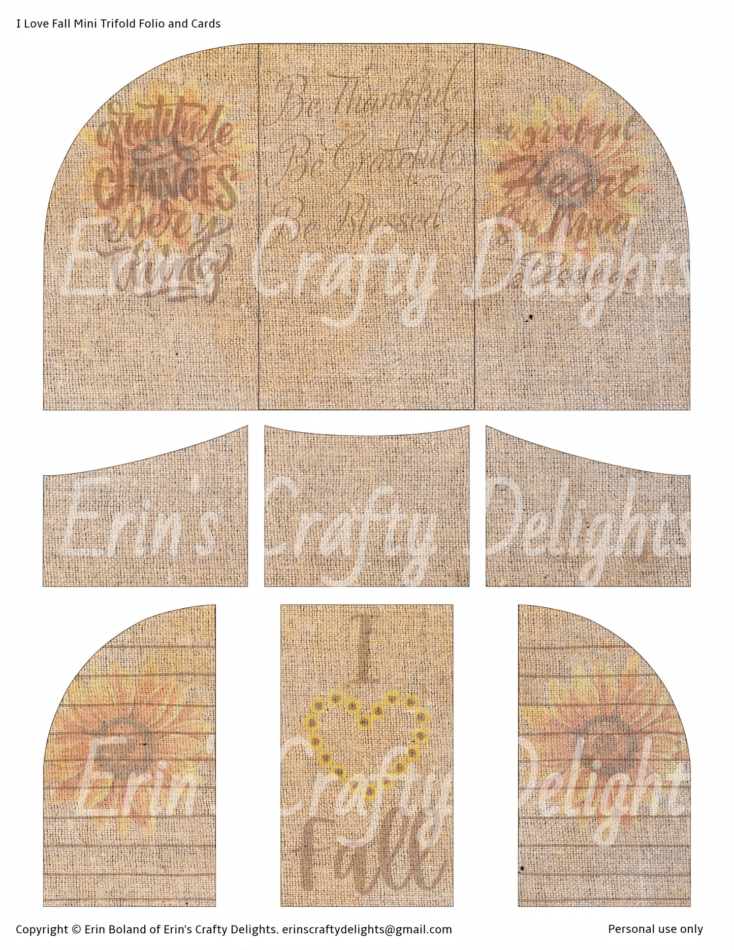 I Love Fall on the Farm Mini Trifold Folio with Pockets and Cards