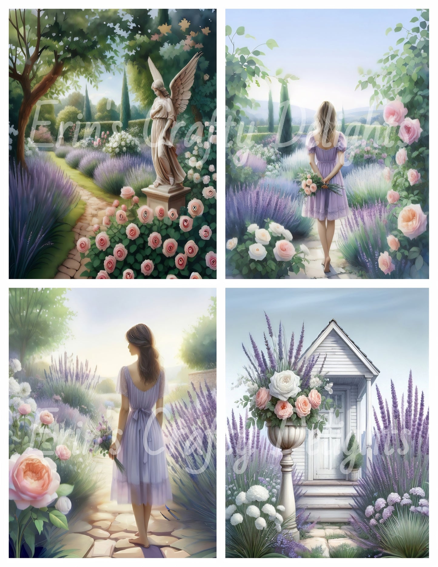 Lavender Garden Junk Journal 4 Quarter Page Set