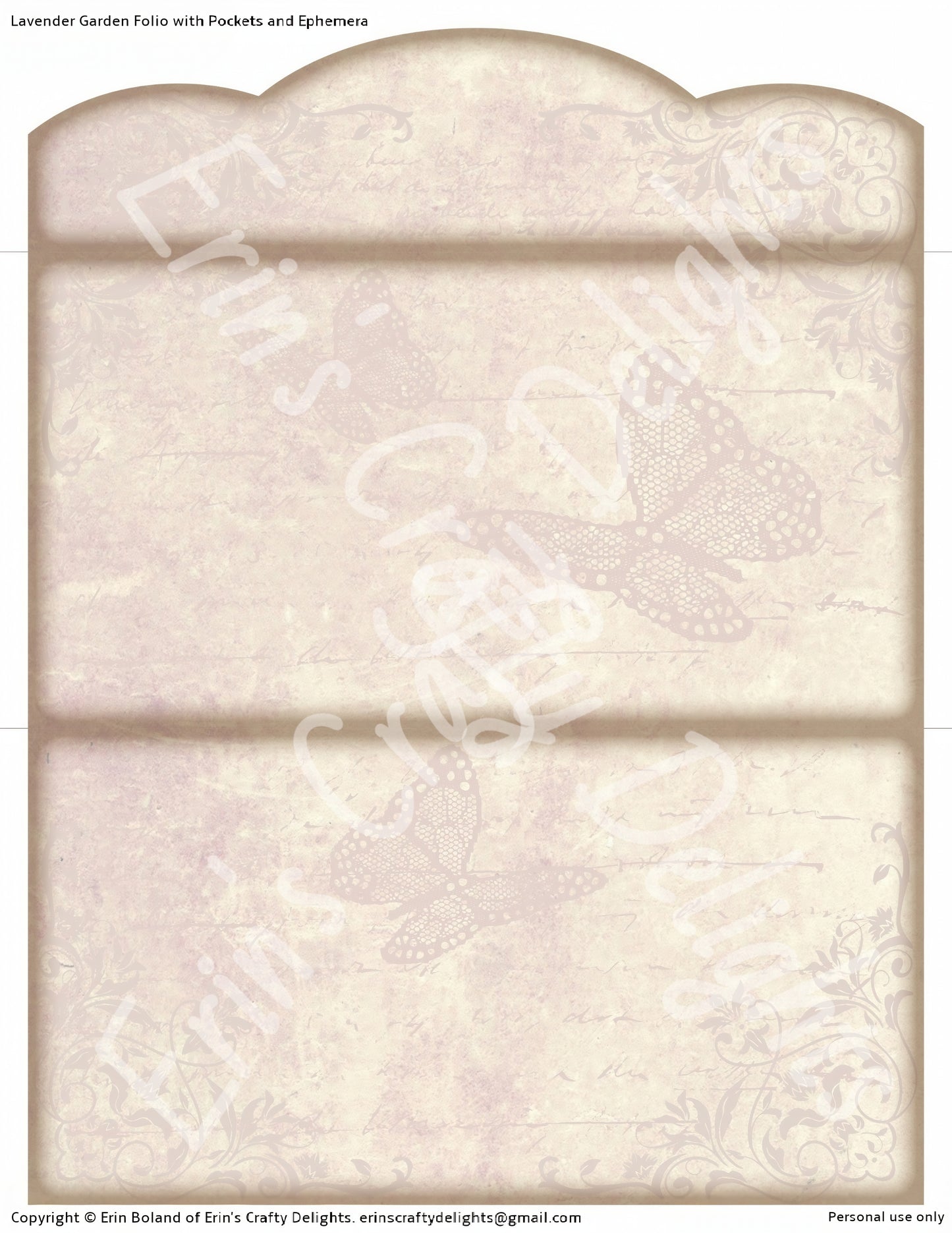 Lavender Garden Folio with Pockets and Ephemera