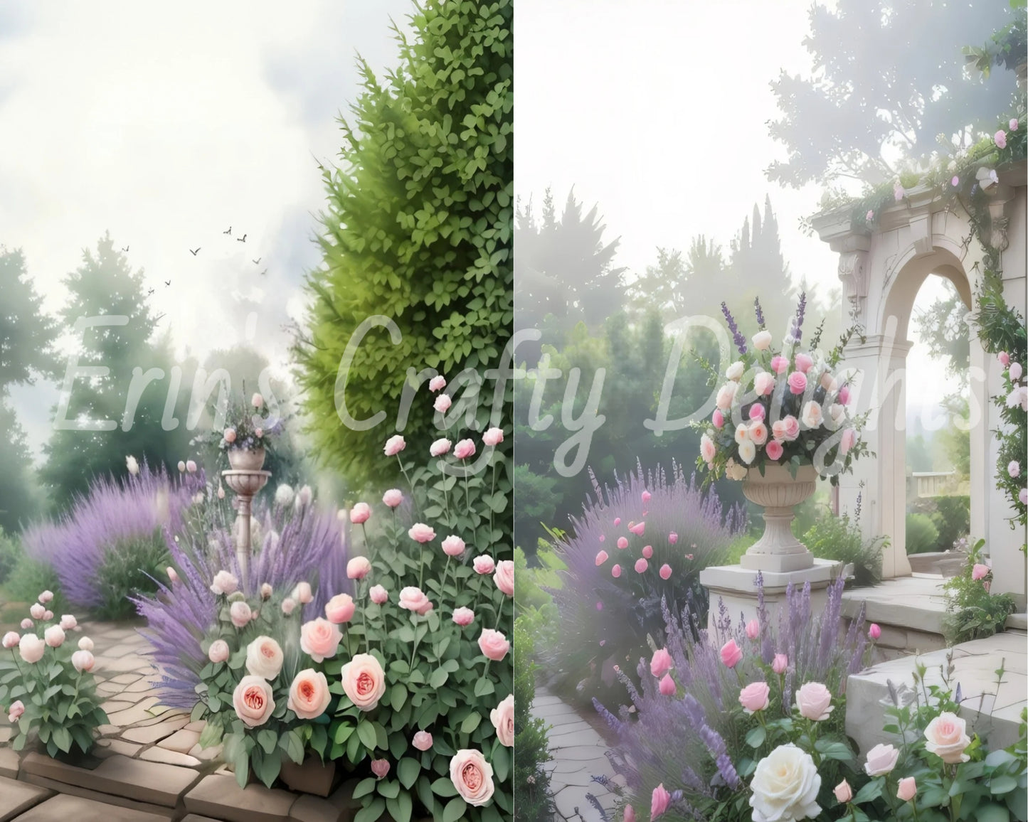 Lavender Garden Junk Journal Half Page Set