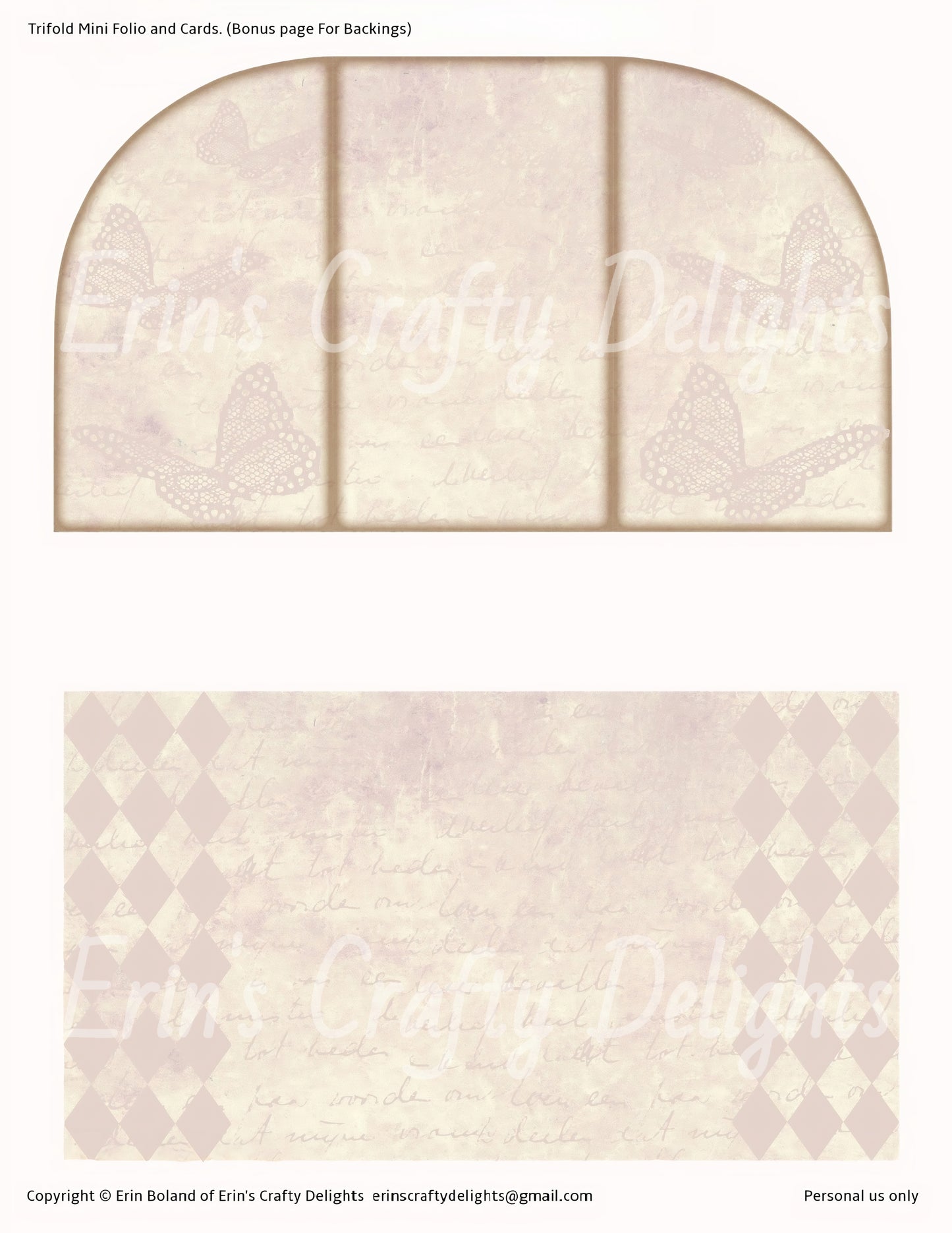 Lavender Garden Mini Trifold with Pockets and Cards