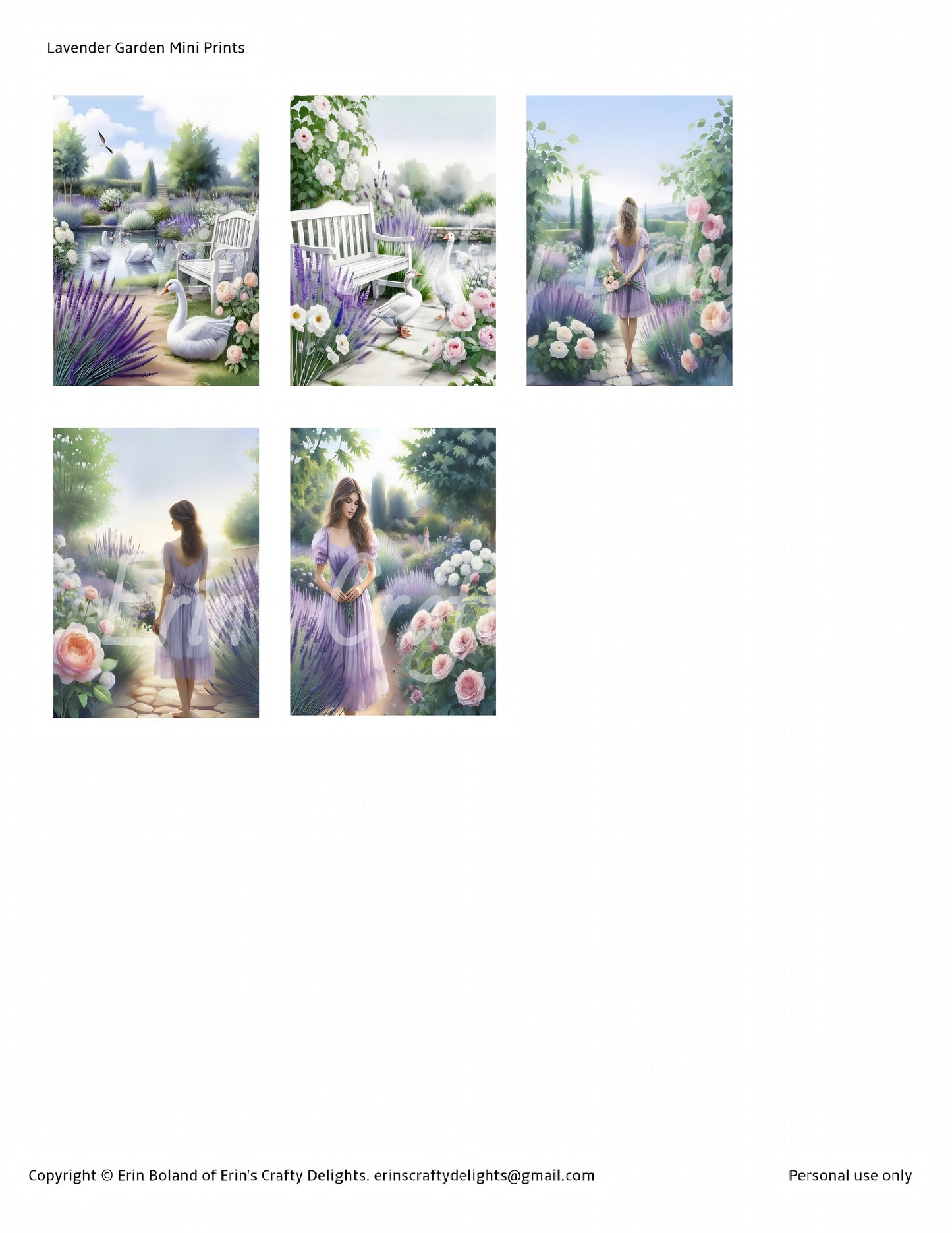 Lavender Garden Junk Journal Mini Page Set