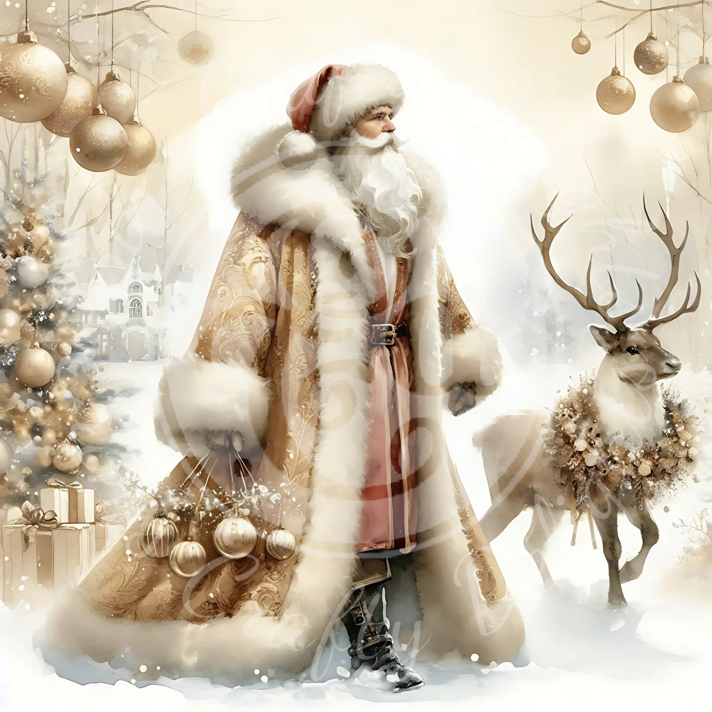 2 Neutral Santa & Reindeer