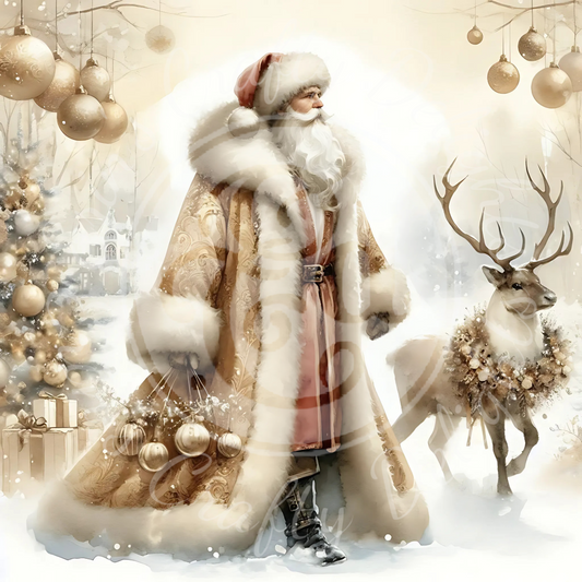 2 Neutral Santa & Reindeer