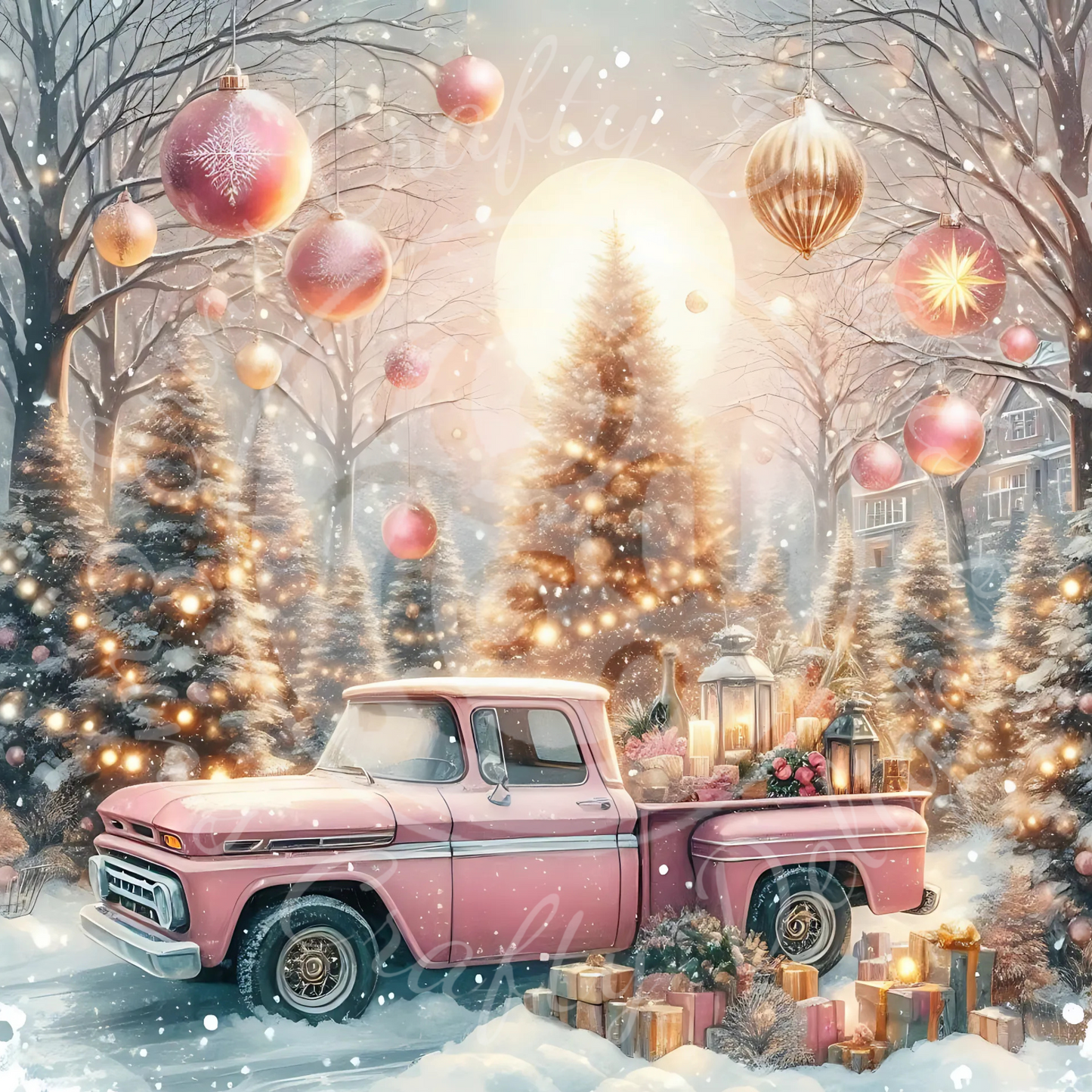 2 Pink Christmas Truck