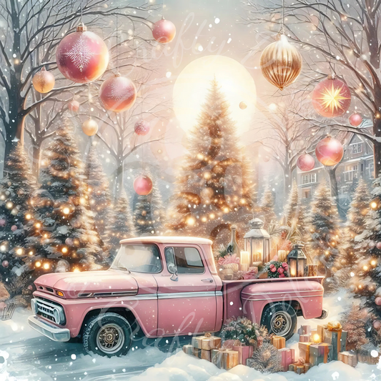 2 Pink Christmas Truck