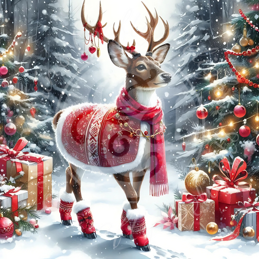 2 Red Christmas Reindeer