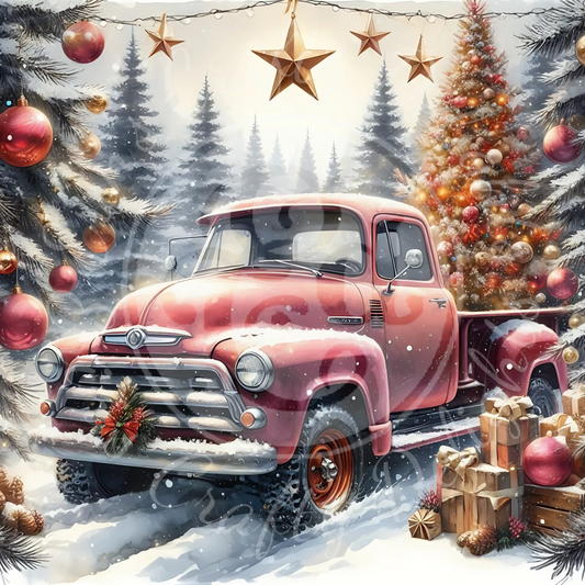 2 Red Christmas Truck