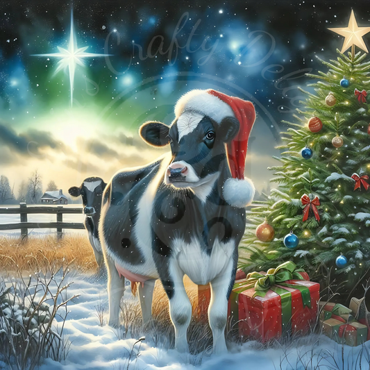 3 Christmas Holstein Cow & Christmas Tree