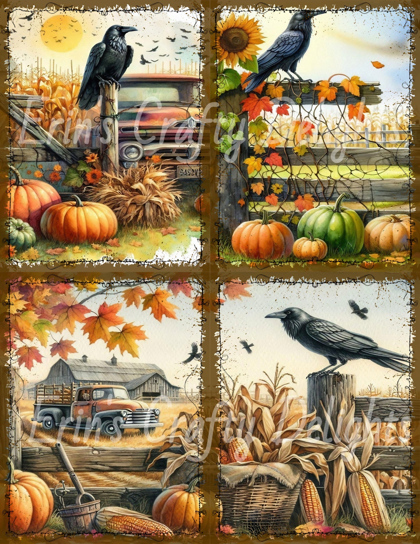 I Love Fall on the Farm Junk Journal Quarter Page Set