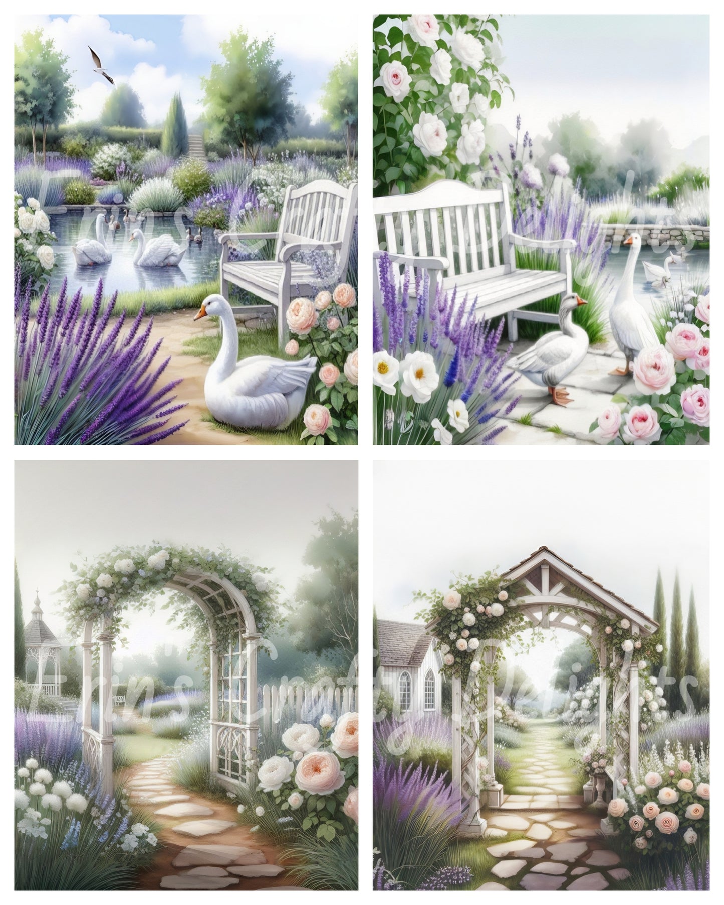 Lavender Garden Junk Journal 4 Quarter Page Set
