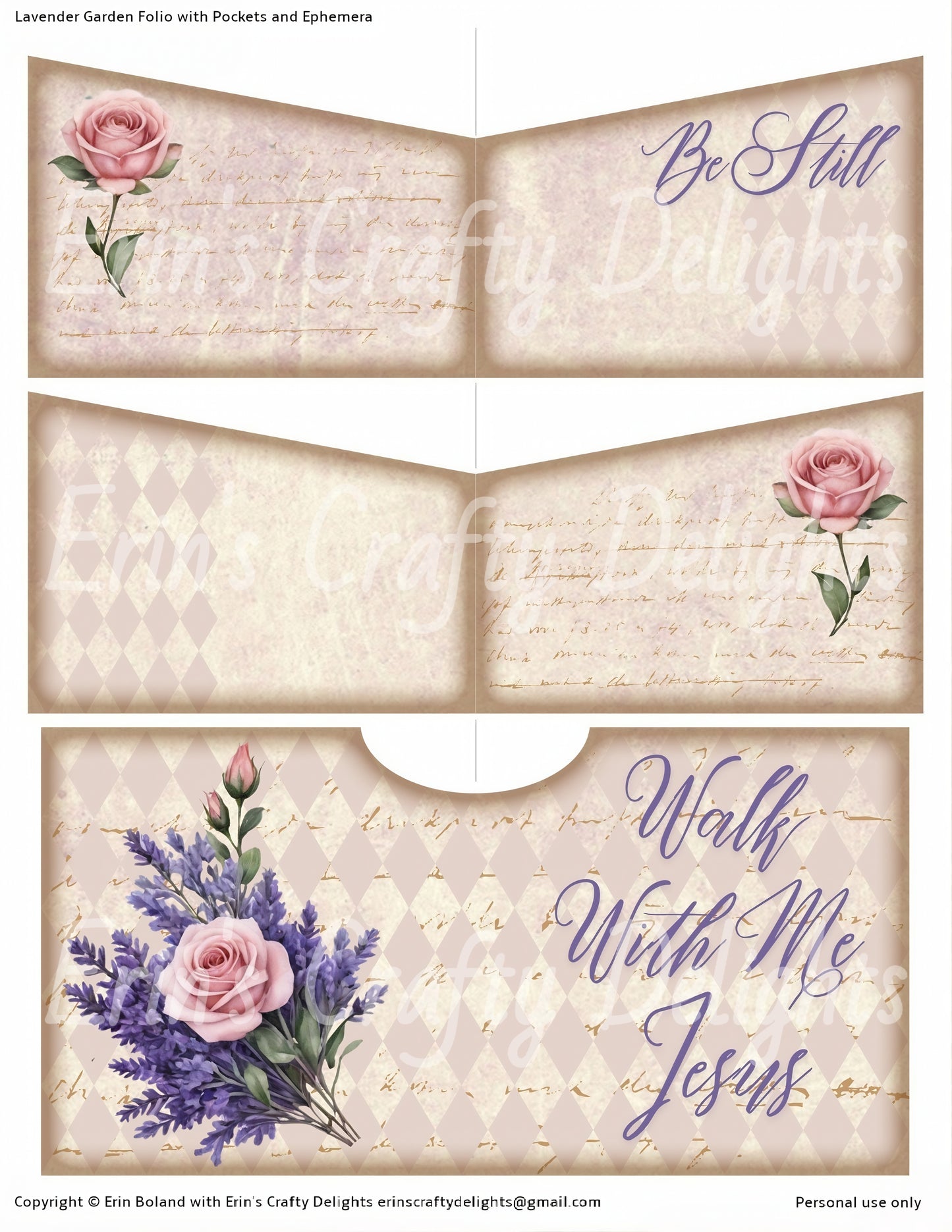 Lavender Garden Folio with Pockets and Ephemera