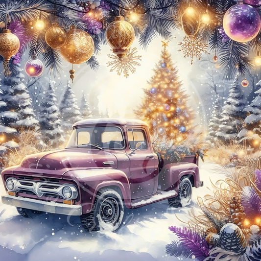 3 Purple Christmas Truck