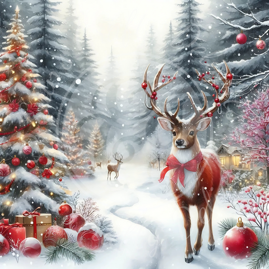 3 Red Christmas Reindeer
