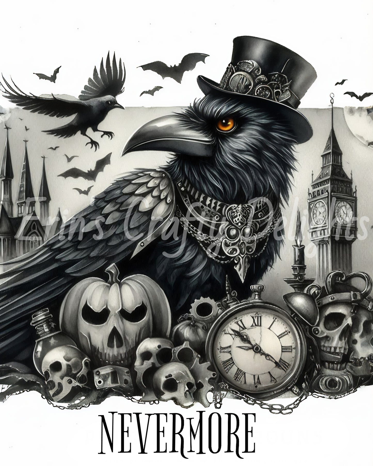 3 Steampunk Raven
