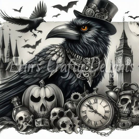 3 Steampunk Raven