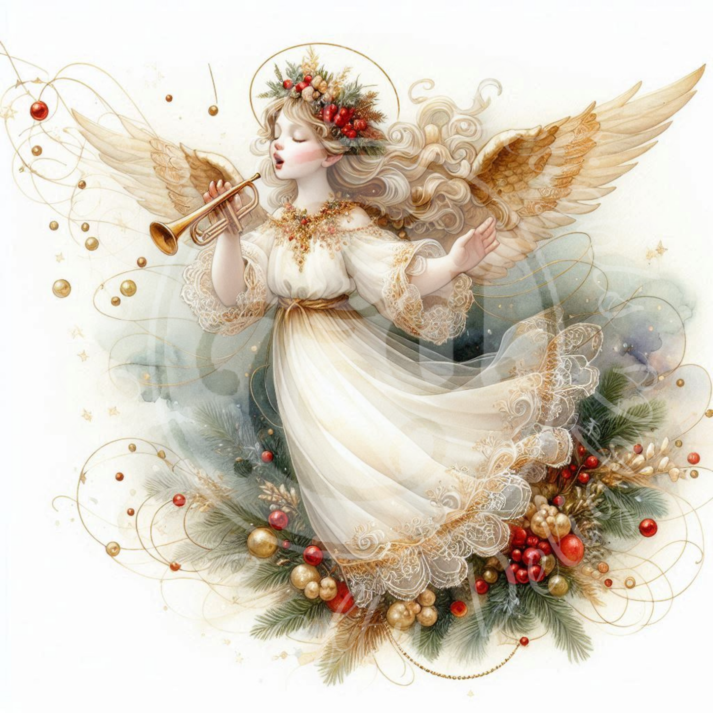 4 Sq Christmas Angel Child 8x8 Printable