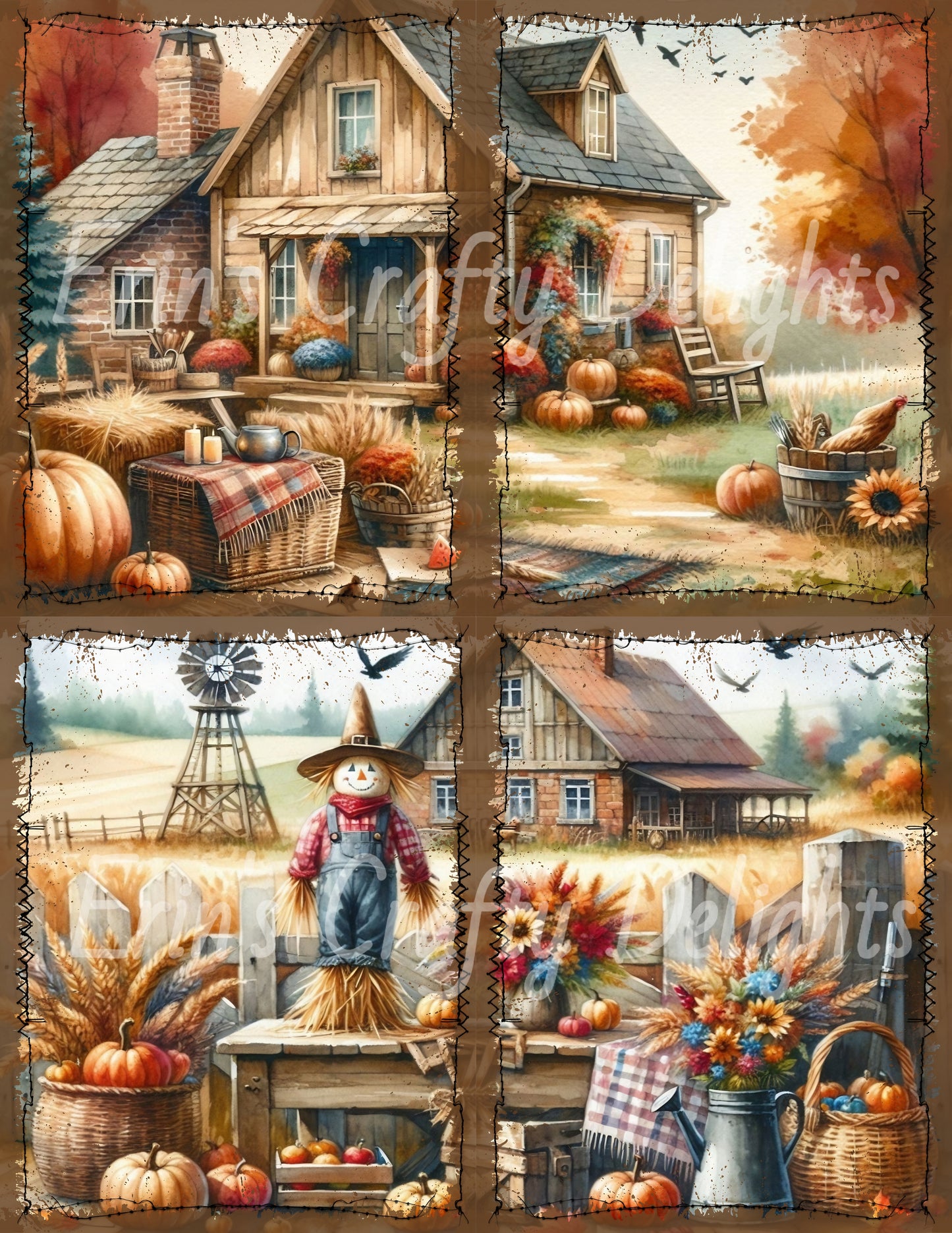 I Love Fall on the Farm Junk Journal Quarter Page Set
